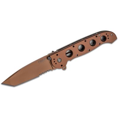 CRKM16-14D image(0) - CRKT (Columbia River Knife) M16-14D AUS 8 Titanium Nitride Triple Point Serrationswith Blade Folding Knife with Liner Lock Aluminum Handle - Cooper