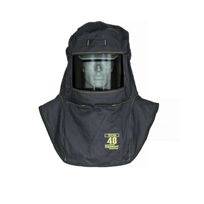 OBRTCG40-CHVS image(0) - OBERON Hood with Hard Cap - Arc Flash - 40 Cal TCG - With Fresh Air Arc Flash Hood Ventilation System - Color: Black - Window: True Color Grey (TCG)