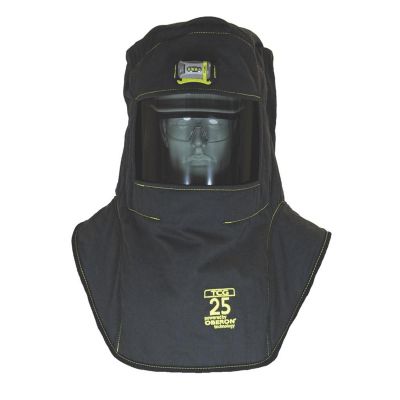 OBRTCG25-C image(0) - OBERON Hood with Hard Cap - Arc Flash - 25 Cal TCG - Color: Black - Window: True Color Grey (TCG)