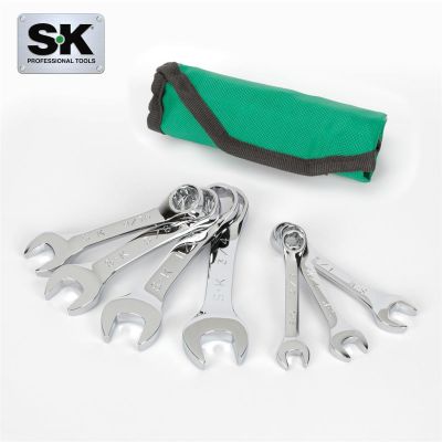 SKTSK01489A image(0) - S K Hand Tools 7 Piece 12 Point SAE Short SuperKrome® Combination Wrench Set.  Packaged in a Roll