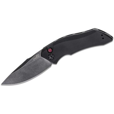 KER7100BW image(0) - Kershaw Launch 1 Automatic Push-Button Lock Drop Point Blade EDC Folding Knife - Black - $1000 Min Vendor Direct Auto Knives Only. Cannot Ship to CA, CT, DE, MN. Contact Sales Rep.
