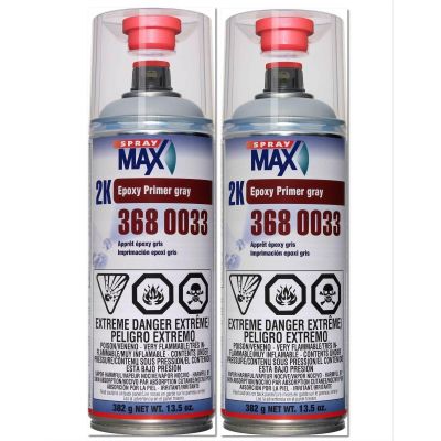 SMX3680033 image(0) - SprayMax 3680033 2K Epoxy Primer, 13.3 oz Aerosol Can, Matte Gray, 1.2 to 2.4 sq-ft/gal Coverage