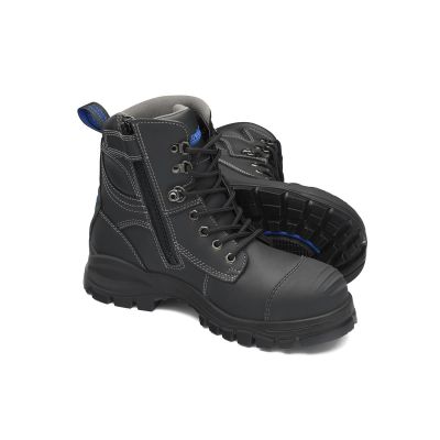 BLU997-095 image(0) - Blundstone Steel Toe Lace Up Side Zip, Water Resistant, Bump Cap, Black, AU size 9.5, US size 10.5