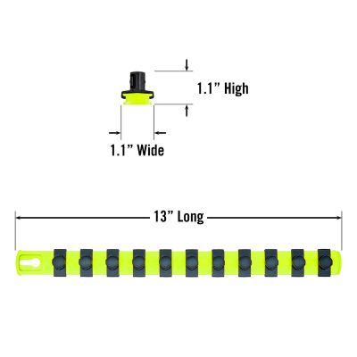 ERN8439HV image(1) - Ernst Mfg. 13” Socket Organizer with 11 Twist Lock Clips - HI-VIZ - 1/2”