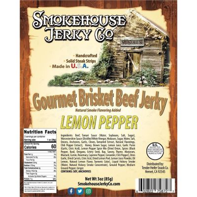 THS578727 image(0) - Tender Heifer Snack Co. Lemon Pepper Gourmet Beef Brisket Jerky - 3 Ounce