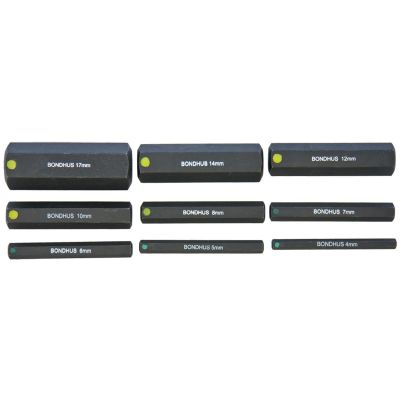 BND33298 image(0) - Bondhus Corp. 9pc ProHold(R) Metric Socket Hex Bit Set - 2" long