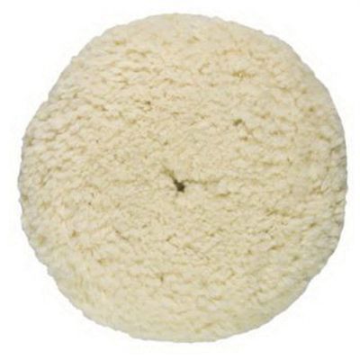 PES810176 image(0) - Presta 810176 Single Sided Heavy Cut Cutting Pad, 9 in Dia, Hook and Loop Attachment, 100% Wool Pad, White