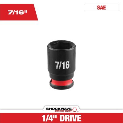 MLW49-66-6007 image(0) - Milwaukee Tool SHOCKWAVE&trade; Impact Duty 1/4" Drive 7/16" Standard 6 Point Socket