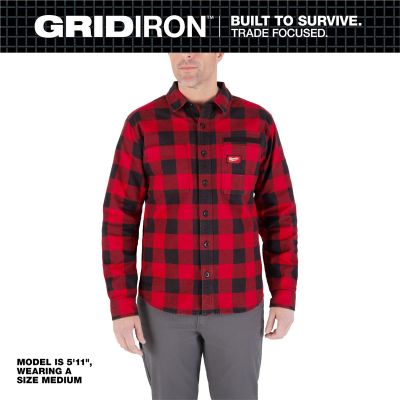 MLWM551R-L image(0) - Milwaukee Tool GRIDIRON Flannel Shirt - Red - L