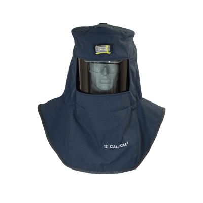 OBRLAN2ST-A5HVSL image(0) - OBERON Hood with A5 Hard Hat Adapters - Arc Flash - 12 Cal LAN2ST Series - With Fresh Air Arc Flash Hood Ventilation System & Light - Color: Navy Blue - Window: True Color Grey (TCG)