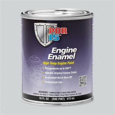 POI42268 image(0) - POR-15 INC 42268 High Temperature Engine Enamel Paint, 1 pt Can, Gloss Chevy Orange, Liquid, 30 to 60 min Curing