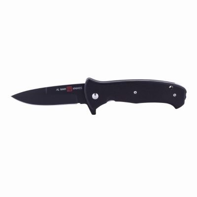 SUNAMK2206 image(0) - SUNEX AL Mar SERE 2020 G Assisted Open Liner Lock D2 3.6 Inch Matte Black Titanium Finish Plain Edge Talon Blade with G10 Handle Tactical Folding Knive - Black