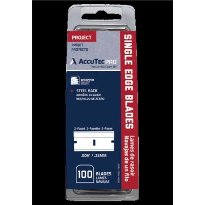 ASRAPBL-7064 image(0) - AccuTec Pro AccuTec Pro Single Edge Blade .009 1074 Steel Back 100SHL BL/CLM, CLM=CT, (50CT/CA)
