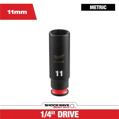 MLW49-66-6045 image(0) - Milwaukee Tool SHOCKWAVE&trade; Impact Duty 1/4" Drive 11MM Deep 6 Point Socket