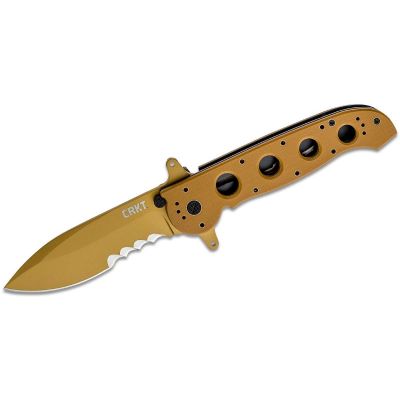 CRKM21-14DSFG image(0) - CRKT (Columbia River Knife) M21-14DSFG 1.4116 Titanium Nitride Veff Serrations Folding Knife with Liner Lock G10 Handle - Desert Tan