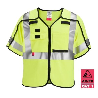 MLW48-73-5331 image(1) - Milwaukee Tool AR/FR Cat. 1 Class 3 Breakaway High Visibility Yellow Safety Vest - S/M (ANSI/CSA)