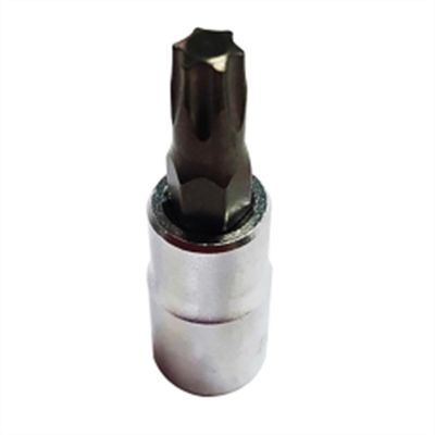 VIMPFS4T10 image(1) - VIM Tools T10 TORX, Gun Metal Gray Bit, Satin Chrome 1/4 Inch Square Drive Bit Holder