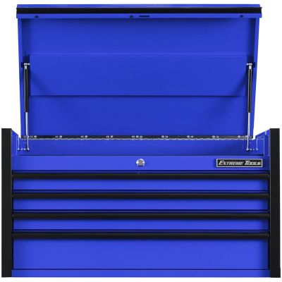 EXTDX412504CHBLBK image(0) - Extreme Tools DX Series 41in. W X 25in. D 4 Drawer Top Chest, 100 lbs Slides, Blue with Black Drawer Pulls
