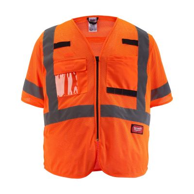 MLW48-73-5136 image(0) - Milwaukee Tool Class 3 High Visibility Orange Mesh Safety Vest - L/XL