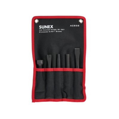 SUNACS5S image(0) - SUNEX Air Hammer Chisel Standard 5 Piece Set in Portable Tool Roll