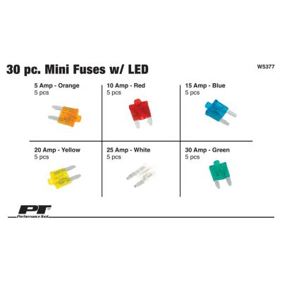 WLMW5377 image(1) - Wilmar Corp. / Performance Tool 30 Piece Mini Fuse Assortment w/LED