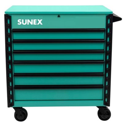 SUN8056FDTL image(1) - SUNEX TOOLS 34-inch 6 DRAWER PREMIUM SERVICE CART &hyphen; TEAL