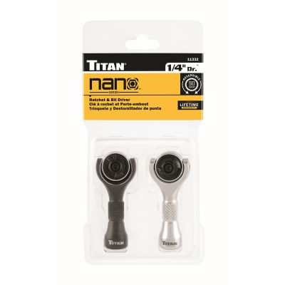 TIT11332 image(1) - Titan 2 pc. Nano Swivel Ratchet & Bit Driver Set