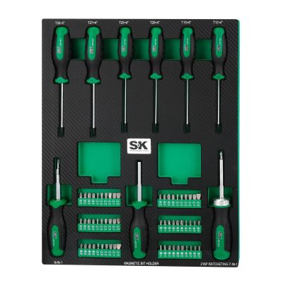SKTSK01461 image(0) - S K Hand Tools  Dual-Material Handle Screwdriver Set with Magnetic Bit Holder - 69 Piece
