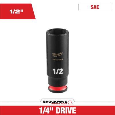 MLW49-66-6019 image(0) - Milwaukee Tool SHOCKWAVE&trade; Impact Duty 1/4" Drive 1/2" Deep 6 Point Socket