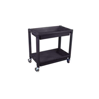 HITT425 image(0) - High Teck Products T425 Utility Cart, 300 lb, Black, Heavy-Duty Plastic, 2 Shelves, Swivel Caster