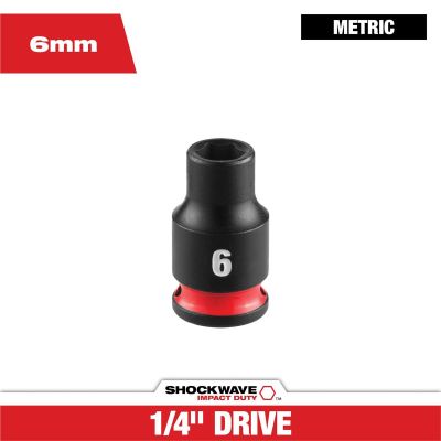 MLW49-66-6026 image(0) - Milwaukee Tool SHOCKWAVE&trade; Impact Duty 1/4" Drive 6MM Standard 6 Point Socket