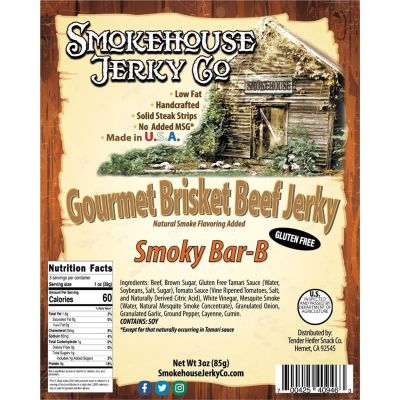 THS700425-409463 image(0) - Tender Heifer Snack Co. Smoky Barbecue Brisket Beef Jerky - GLUTEN FREE - 3 oz