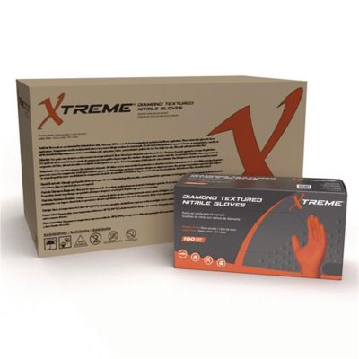 AMXXODN46100 image(0) - Xtreme Industrial Orange Diamond Textured Nitrile Disposable Gloves, Large