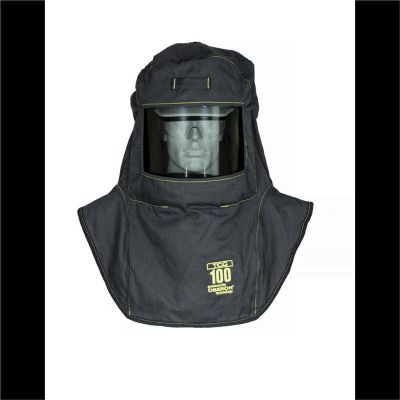 OBRTCG100-A8 image(0) - OBERON Hood with A8 Hard Hat Adapters - Arc Flash - 100 Cal TCG - Color: Black - Window: True Color Grey (TCG)