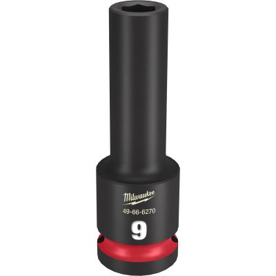 MLW49-66-6270 image(0) - Milwaukee Tool SHOCKWAVE Impact Duty  1/2"Drive 9MM Deep 6 Point Socket