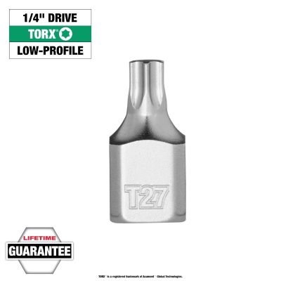 MLW45-34-1109 image(0) - Milwaukee Tool 1/4 Inch Drive T27 Low-Profile TORX Bit Socket