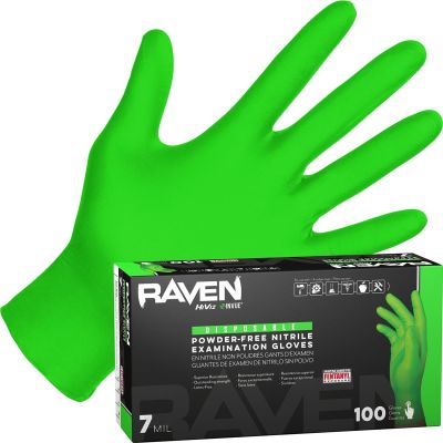 SAS66552 image(0) - SAS Safety Raven InVue Powder-Free Exam Grade Nitrile Disposable Gloves - 7 Mil - 100PK - Large