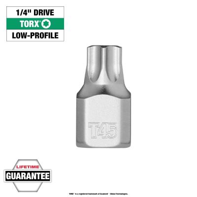 MLW45-34-1112 image(0) - Milwaukee Tool 1/4 Inch Drive T45 Low-Profile TORX Bit Socket