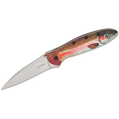KER1660TROUT image(0) - Kershaw Leek Rainbow Trout Assisted Open Liner Lock Drop Point Blade EDC Folding Pocket Knife -Trout/Silver