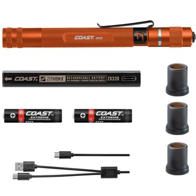 COS21521 image(0) - COAST Products HP3R 500 Lumen Rechargeable Penlight with Twist Focus - Color Orange