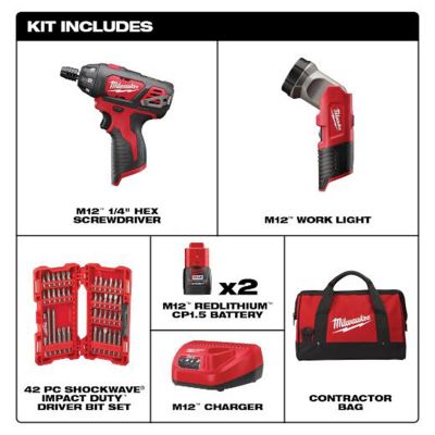 MLW2482-22 image(2) - Milwaukee Tool M12  Screwdriver with Free LED Light and 40 Piece Bit Set