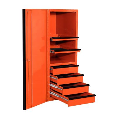 EXTEX2404SCQOK image(0) - Extreme Tools EXQ Series 24in W x 30in D 4 Drawer and 3 Shelf Professional Side Cabinet - Orange w Black Handles
