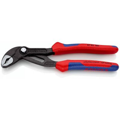 KNP87-02180-SBA image(0) - KNIPEX 7 1/4" Cobra Degrees High-Tech Water Pump Pliers with Multi-Component Grips