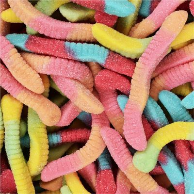 THS954401 image(0) - Tender Heifer Snack Co. Gummy Sour Neon Worms Gummies Candy - 10 Ounce