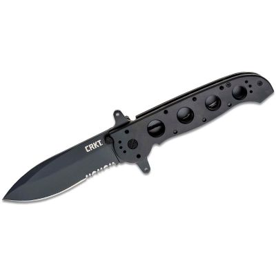 CRKM21-14SF image(0) - CRKT (Columbia River Knife) M21-14SF AUS 8 Titanium Nitride Triple Point Serrationswith  Blade Folding Knife with Liner Lock Aluminum Handle - Black