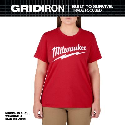 MLWF453R-2X image(0) - Milwaukee Tool Women's GRIDIRON Logo Tee - Short Sleeve -  Red -  2X