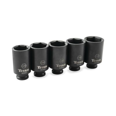 TIT42806 image(1) - TITAN 5 pc. 1/2 in. Dr Deep Impact Socket Set