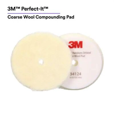 MMM34125 image(0) - 3M Perfect-It&trade; Random Orbital Medium Wool Compounding Pad 34125, 6 Inch (150 mm), White, 2 Pads/Bag