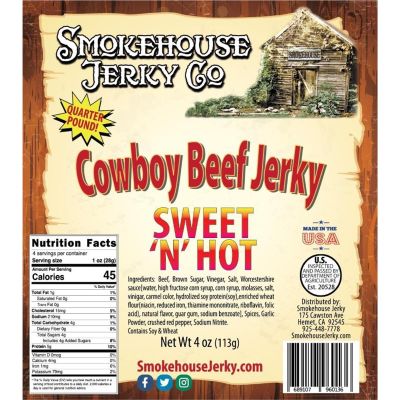 THS960136 image(0) - Tender Heifer Snack Co. Sweet and Hot Cowboy Cut Beef Jerky - 4 Ounce