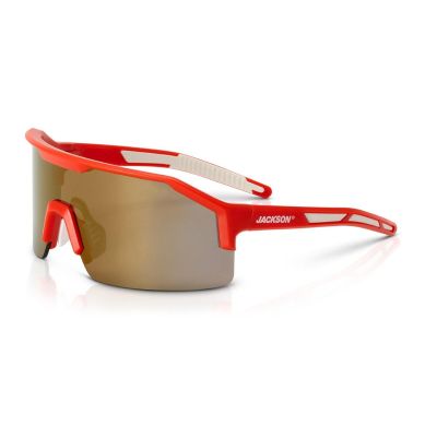 JCK60011 image(0) - Jackson Safety  Safety Glasses - MAXVIEW Series - Gold Mirror Lens - Red Frame - Hardcoat Anti-Scratch